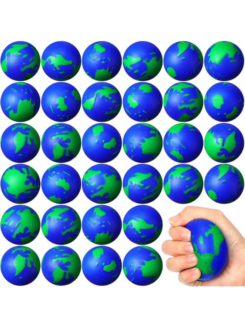 48 Pcs Foam Earth Stress Balls - Globe Stress Relief Toys, Perfect for Gifts!